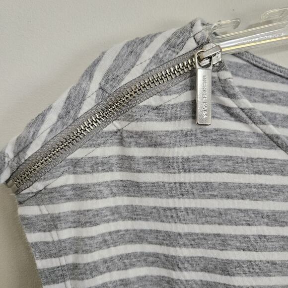 Michael Kors Mini Length Dress Gray & White striped womens M Drawstring Waist - Picture 4 of 9